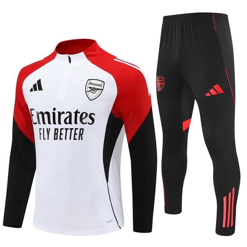 Strikers Club™ 2025/26 Arsenal White Red Premium Football Tracksuit