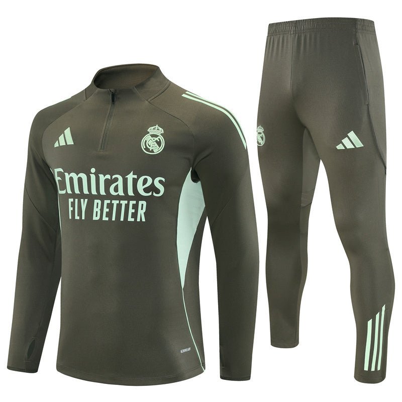 Strikers Club™ 2025/26 Real Madrid Dark Olive Premium Football Tracksuit