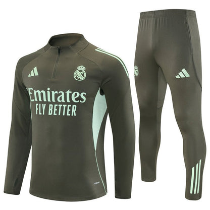 Strikers Club™ 2025/26 Real Madrid Dark Olive Premium Football Tracksuit