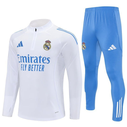 Strikers Club™ 2025/26 Real Madrid White Blue Premium Football Tracksuit