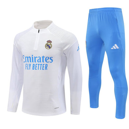 Strikers Club™ 2025/26 Real Madrid White Blue Premium Football Tracksuit