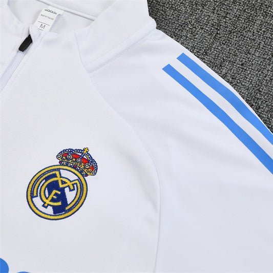 Strikers Club™ 2025/26 Real Madrid White Blue Premium Football Tracksuit