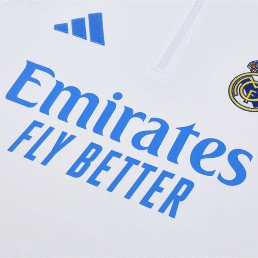 Strikers Club™ 2025/26 Real Madrid White Blue Premium Football Tracksuit